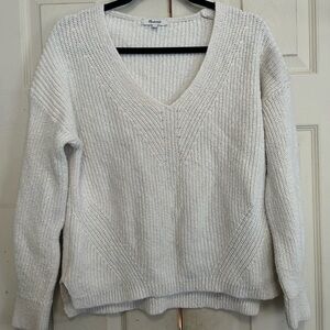 Madewell Women’s Ribbed Cotton White Sweater - Size L